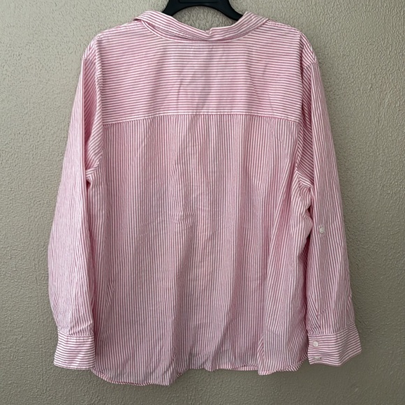 Laura Scott Women's Plus Size Pink Striped Button Down Shirt, 24/26W - Picture 4 of 5